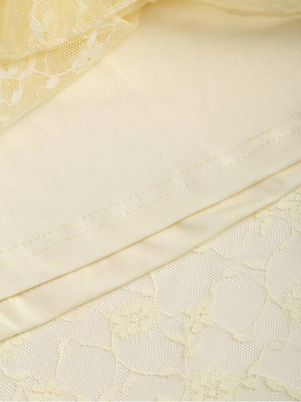 Pale Yellow Lace Ruffle High-Low Skirt - Picture 6 of 6